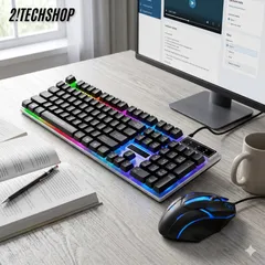Combo Bàn Phím Giả Cơ Và Chuột Có Dây ATECK G21 - Thiết Kế Công Thái Học, Phím Bấm Êm, Led 7 Màu Cực Đẹp.