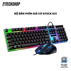 Combo Bàn Phím Giả Cơ Và Chuột Có Dây ATECK G21 - Thiết Kế Công Thái Học, Phím Bấm Êm, Led 7 Màu Cực Đẹp.