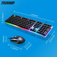 Combo Bàn Phím Giả Cơ Và Chuột Có Dây ATECK G21 - Thiết Kế Công Thái Học, Phím Bấm Êm, Led 7 Màu Cực Đẹp.