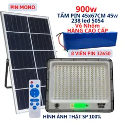Đèn năng lượng mặt trời siêu sáng 1000w, 800w, 700w, 500w 300w, 100w Chống nước Ip67, Bh 2 năm