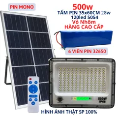 Đèn năng lượng mặt trời siêu sáng 1000w, 800w, 700w, 500w 300w, 100w Chống nước Ip67, Bh 2 năm