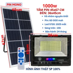 Đèn năng lượng mặt trời siêu sáng 1000w, 800w, 700w, 500w 300w, 100w Chống nước Ip67, Bh 2 năm