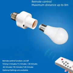 ĐUI ĐÈN ĐIỀU KHIỂN TỪ XA KHÔNG DÂY MÀU TRẮNG CÓ HẸN GIỜ TẮT - ĐUÔI ĐÈN ĐIỀU KHIỂN TỪ XA