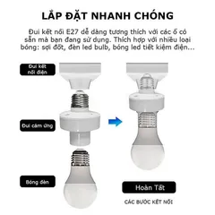 Đui đèn cảm biến chuyển động tự bật tắt E27, đuôi đèn xoáy cảm ứng chuyển động radar tiết kiệm điện