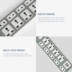 Ổ Điện USB Đa Năng Chịu Tải 2500W Dài 4m Có 9 lổ cắm và 2 lỗ USB