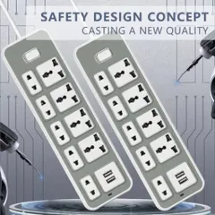 Ổ Điện USB Đa Năng Chịu Tải 2500W Dài 4m Có 9 lổ cắm và 2 lỗ USB