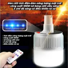 Đèn Năng lượng Mặt trời đèn Led tích điện 100w có điều khiển từ xa-V50 - tiếp kiệm chi phí và tiện lợi