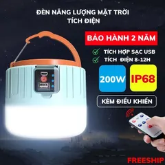 Bóng đèn tích điện 4 cánh có tấm pin năng lượng mặt trời sử dụng từ 6 đến 8 tiếng