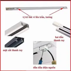 Thanh ray đèn rọi 1 mét - lắp đèn rọi (màu trắng, đen)