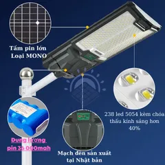 Đèn Năng Lượng Mặt Trời Sân Vườn TT SOLAR Đèn Liền Thể Kép 1200W, 100W, 800W, Cảm Biến Chuyển Động