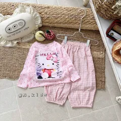 Set bộ thun giấy hoạt hình micky hello kitty thu đông xinh xắn dễ thương đáng yêu cho bé gái 6-16kg