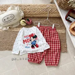 Set bộ thun giấy hoạt hình micky hello kitty thu đông xinh xắn dễ thương đáng yêu cho bé gái 6-16kg