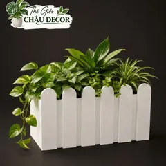 Chậu nhựa composite hàng rào, chậu trồng cây nhiều kích thước chất liệu PVC FOAM siêu nhẹ độ bền cao