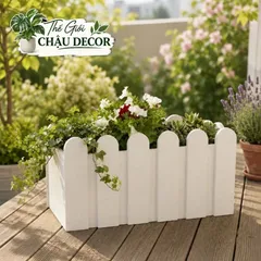 Chậu nhựa composite hàng rào, chậu trồng cây nhiều kích thước chất liệu PVC FOAM siêu nhẹ độ bền cao