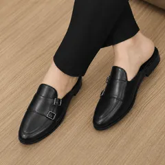 ( Mã D36 ) Giày sục nam MonkStrap da PU cao cấp, giầy sục da mùa hè thoáng khí trẻ trung gắn 4 khóa trang trí đế có khâu 640927