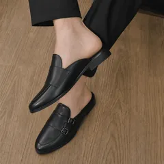 ( Mã D36 ) Giày sục nam MonkStrap da PU cao cấp, giầy sục da mùa hè thoáng khí trẻ trung gắn 4 khóa trang trí đế có khâu 640927