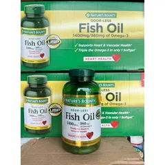 [HÀNG MỸ] Dầu Cá Không Mùi Fish Oil 1400mg 130 VIÊN NATURE 'S BOUNTY 859496