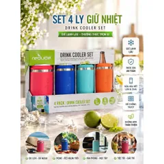 [HÀNG MỸ CHÍNH HÃNG] Set 4 Bình Giữ Nhiệt Giữ Lạnh Đa Năng Reduce Drink Cooler Set (14 oz / 414ml)