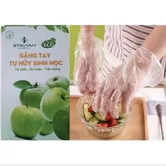Găng tay tự huỷ sinh học dùng 1 lần  an toàn thân thiện với môi trường, nhãn hiệu Family Deli
