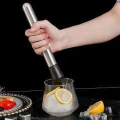 Chày bar dầm pha chế inox 25cm đầu nhựa cao cấp (chất liệu inox 304)