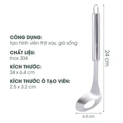 Môi viên thịt inox, muỗng làm thịt viên nặn mọc bằng inox