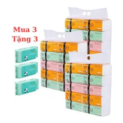 Giấy ăn gấu trúc Mylan, Thùng 30 gói rút 3 màu cao cấp, mềm mịn, an toàn ( mẫu mới nhất)
