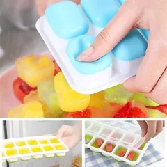 Khay làm đá silicon chống dính 14 ô có nắp đậy ngăn mùi từ tủ lạnh - khay làm thạch - khay làm kem silicon