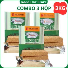 COMBO 3 HỘP Lương Khô BAY Loại 1Kg, Lương Khô Quân Đội Sản Xuất Ăn Ngon, Dễ Ăn Tốt Cho Sức Khỏe