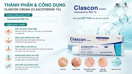 Kem Clascon Clascoterone 1% – Sạch Mụn Nội Tiết, Giảm Nhờn 10g