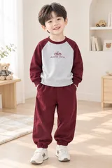 Bộ nỉ alo chữ thu đông ấm áp dày dặn giữ nhiệt cho bé trai size 20-30kg