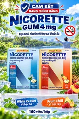 KẸO CAO SU NICORETTE GUM 4MG (HỘP 160 VIÊN) – CHUẨN NỘI ĐỊA MỸ