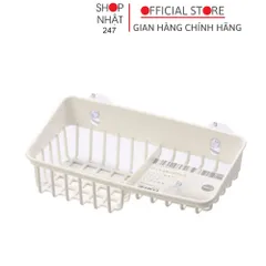 Giá để giẻ rửa bát 2 ngăn dạng lưới màu trắng Inomata nội địa Nhật Bản