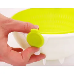 Bộ rổ chậu hai lớp đựng rau củ quả hình tròn màu xanh Nội Địa Nhật Bản - Nakaya