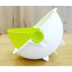 Bộ rổ chậu hai lớp đựng rau củ quả hình tròn màu xanh Nội Địa Nhật Bản - Nakaya