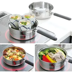 Bộ 2 nồi chảo inox 18cm có khay hấp kèm nắp đậy nội địa Nhật Bản - Kokubo