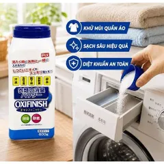 Bột khử mùi quần áo Pix OxyFinish khử mùi mồ hôi, ẩm mốc trên quần áo 600g Nội địa Nhật Bản