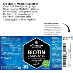 Viên mọc tóc đẹp da móng Vitamaze Đức biotin zink selen giúp ngăn rụng tóc, đẹp da móng chắc khỏe, 365V