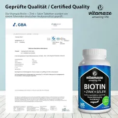 Viên mọc tóc đẹp da móng Vitamaze Đức biotin zink selen giúp ngăn rụng tóc, đẹp da móng chắc khỏe, 365V