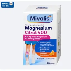 Magie citrate Mivolis Magnesium Citrat 400 dạng bột pha - nội địa Đức 20 gói