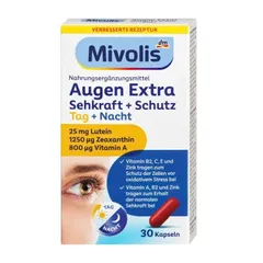 Viên uống bổ mắt Mivolis Augen Extra Sehkraft- Schutz Kapsenln Tag - Nacht