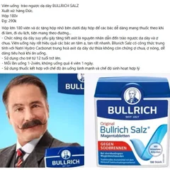 Viên uống trào ngược dạ dày BULLRICH SALZ,giảm ợ hơi, ợ chua, hộp 180 viên