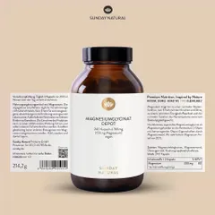 Magie hữu cơ Sunday Natural Magnesium Glycinat Depot 150 mg, 120 viên