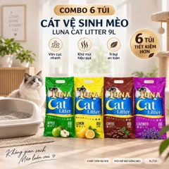 Tải 6 Túi Cát Mèo LUNA Cat Litter 9L - Cát Vệ Sinh Cho Mèo Khử Mùi, Vón Cục Siêu Nhanh