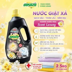 Nước Giặt Xả BOSUZO 2.5kg - Sạch Sâu, Thơm Lâu, Mềm Vải - Đánh Bay Vết Bẩn - 4 Mùi Hương