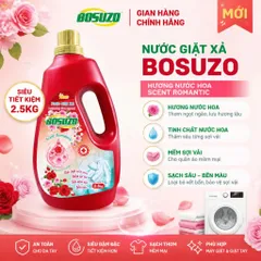 Nước Giặt Xả BOSUZO 2.5kg - Sạch Sâu, Thơm Lâu, Mềm Vải - Đánh Bay Vết Bẩn - 4 Mùi Hương