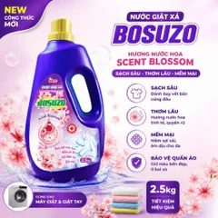 Nước Giặt Xả BOSUZO 2.5kg - Sạch Sâu, Thơm Lâu, Mềm Vải - Đánh Bay Vết Bẩn - 4 Mùi Hương