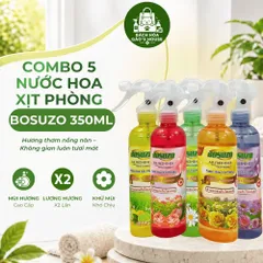 Combo 5 Chai Xịt Thơm Phòng BOSUZO 350ml - Khử Mùi Hôi, Làm Thơm Không Gian, Hương Thơm Đa Dạng