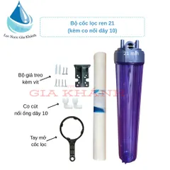 Bộ cốc lọc 20 inch trong kèm lõi giá treo.