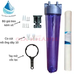 Bộ cốc lọc 20 inch trong kèm lõi giá treo.