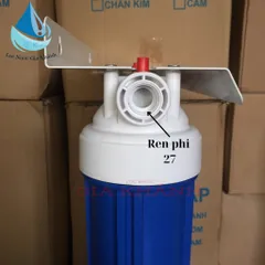 Bộ lọc thô 3 cấp lọc 20 inch ren phi 27 cốc màu xanh kèm lõi lọc